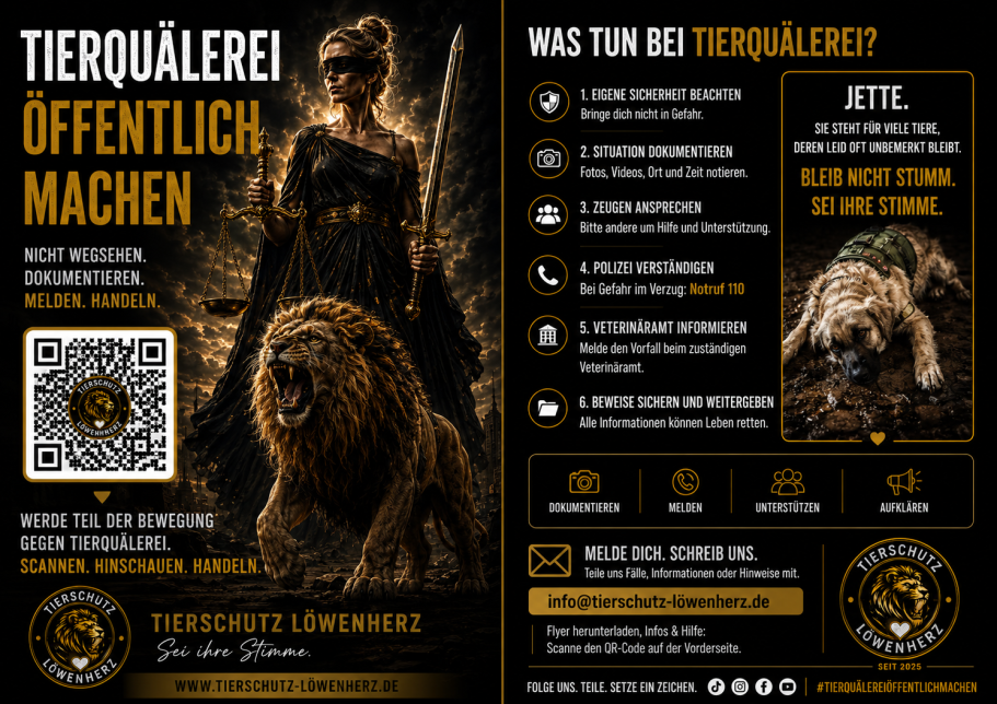 Kampagne "Tierquälerei öffenlich machen" Flyer Flyer Kampagne Download